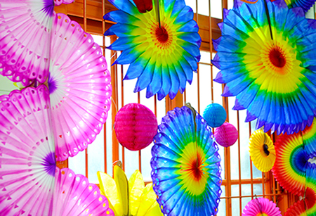 Painel de Flores de Papel crepom