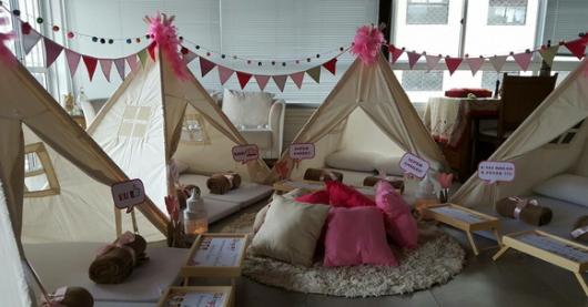 cabanas para festa de pijama cor crua