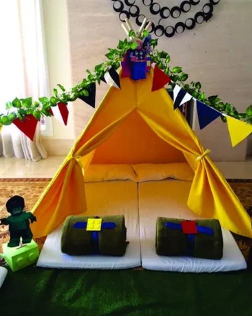 cabanas para festa de pijama amarela