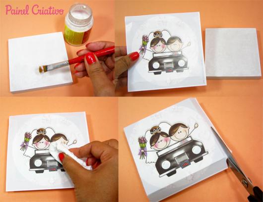 Como Fazer Lembrancinhas de Casamento arte para tampa de MDF