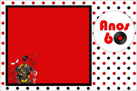 Fotos e Ideias de Convite Anos 60 cartão vermelho e branco