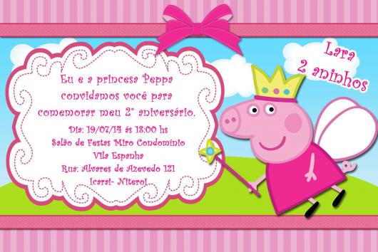 convite Peppa Pig feito em casa