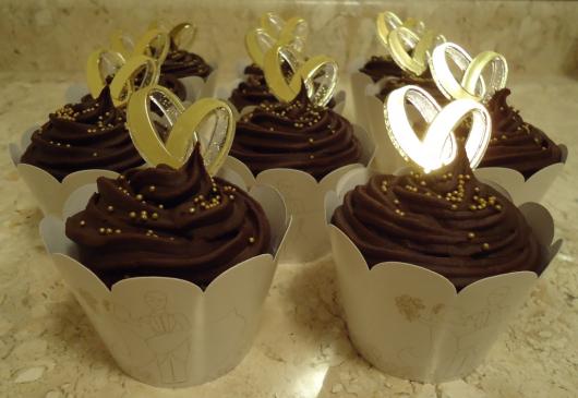 Cupcake para Casamento com decoração de ganache