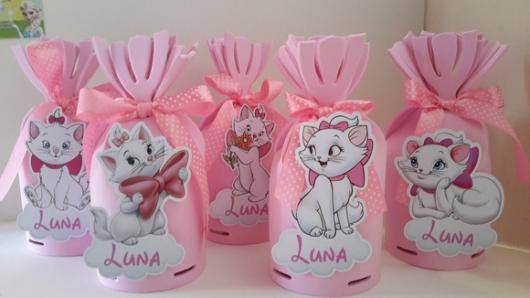 Decoração da Gatinha Marie lembrancinha saquinho surpresa de EVA