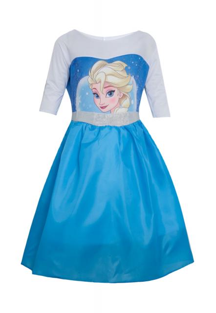 Fantasia da Frozen Elsa estampada com mangas brancas