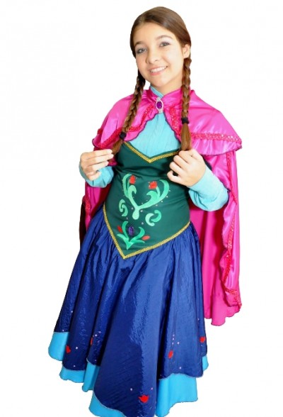 Fantasia da Frozen personagem Anna com estampa na cintura