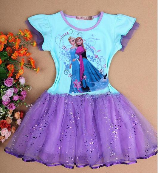 Fantasia da Frozen personagem Anna azul e lilás