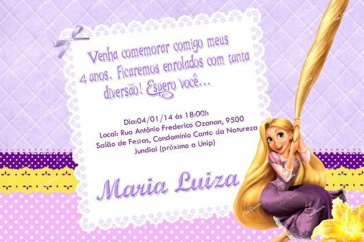 Festa Rapunzel convite cartão simples feito em casa