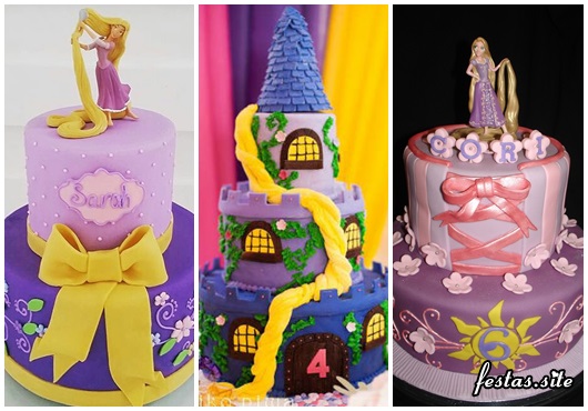 Festa Rapunzel modelos de bolo decorado com pasta americana