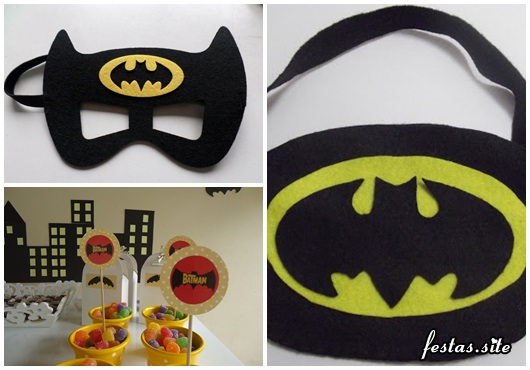 Fotos e Ideias de Lembrancinhas do Batman de EVA máscara, porta doces e máscara de dormir