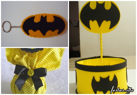 Fotos e Ideias de Lembrancinhas do Batman simples chaveiro, porta doces e saquinho surpresa