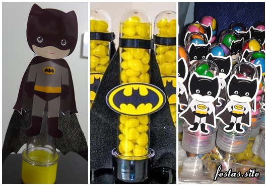 Fotos e Ideias de Lembrancinhas do Batman tubete personalizado com aplique 