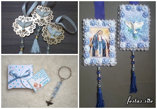 Lembrancinhas Fáceis de Fazer religiosas escapulário e chaveiro Espirito Santo