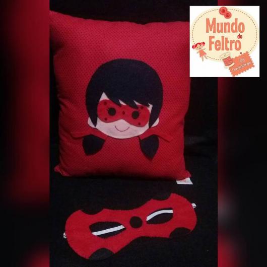 Lembrancinhas Ladybug em feltro almofada com máscara de dormir