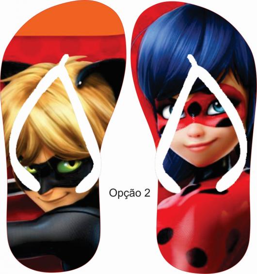 Lembrancinhas Ladybug e Catnoir chinelo personalizado
