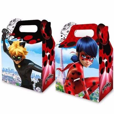 Lembrancinhas Ladybug e Catnoir caixinha de papel personalizada