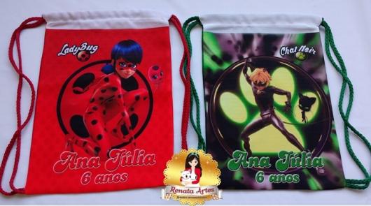 Lembrancinhas Ladybug e Catnoir sacolinha surpresa estampada