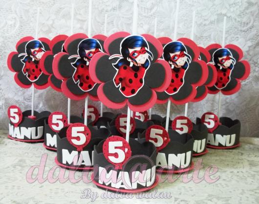 Lembrancinhas Ladybug porta guloseimas com porta balão