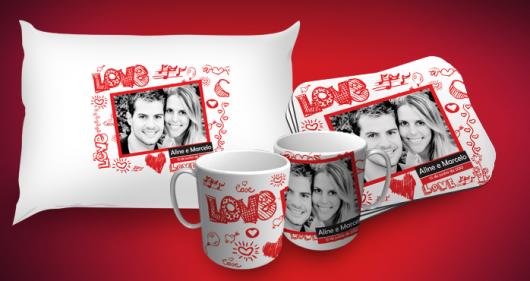 Presente Dia dos Namorados: porta retrato personalizado em vermelho