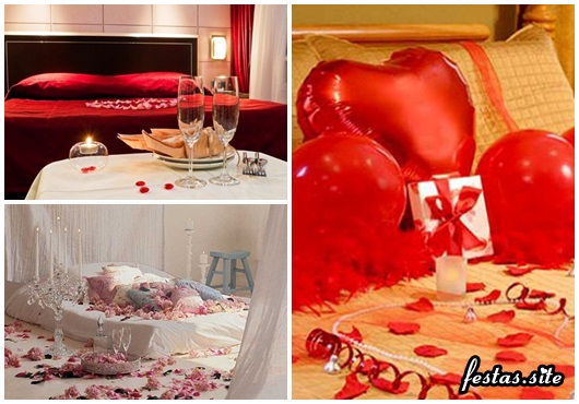 Presente Dia dos Namorados quarto decorafdo com balões vermelhos