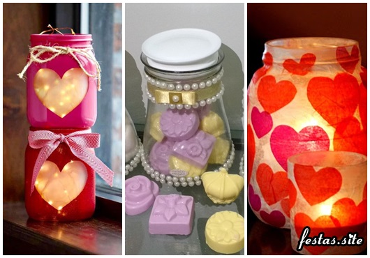 Presente Dia dos Namorados criativo com potes decorados