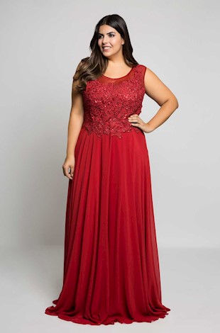 Vestido de Formatura Vermelho com renda e tulÊ
