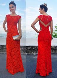Vestido de Formatura Vermelho com renda longo
