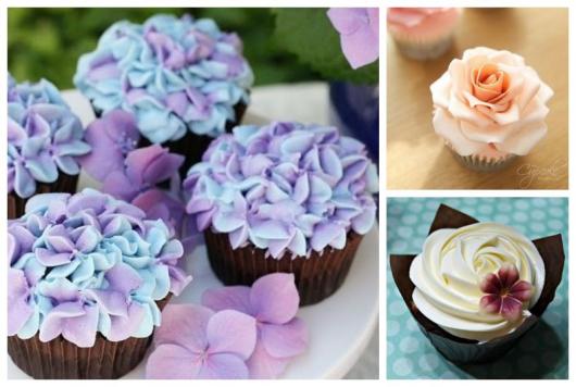 Cupcakes de flores.