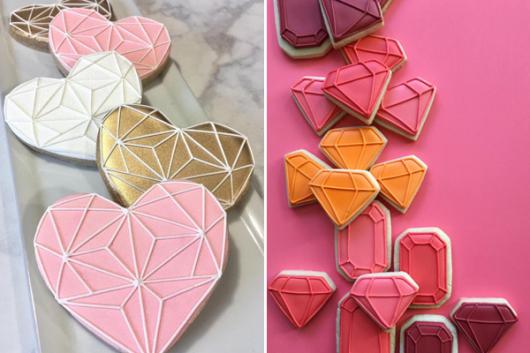 Biscoitos Decorados românticos no formato de coração dourado