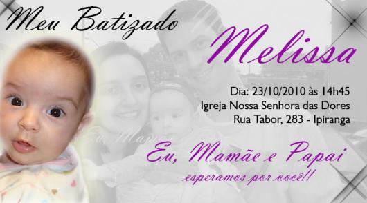 Convite de Batizado com foto e fundo com foto de bebê com os pais