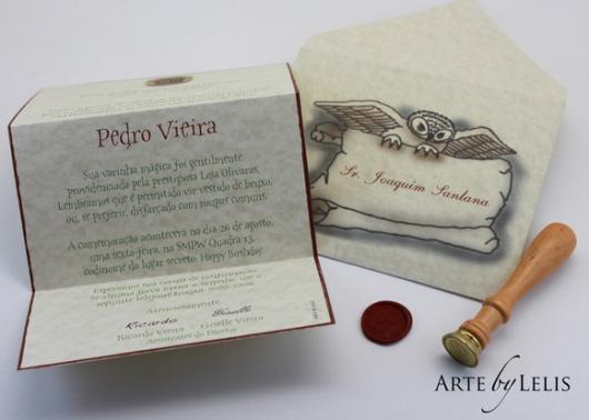 convite Harry Potter com estilo retrô