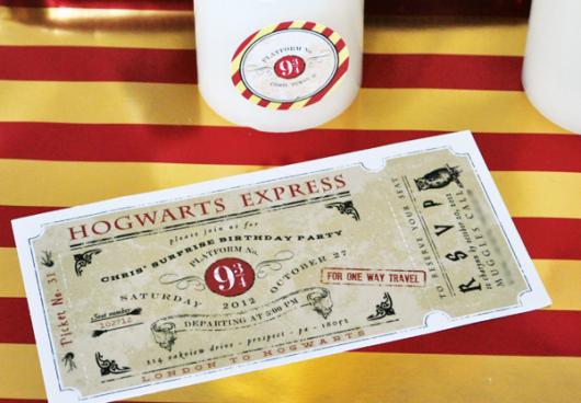 convite Harry Potter passagem de trem plataforma de londres