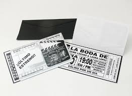 convites de noivado criativos em forma de entrada de cinema