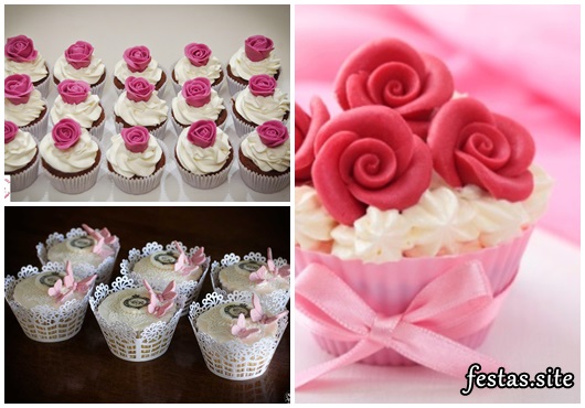 Cupcake para Casamento com rosas