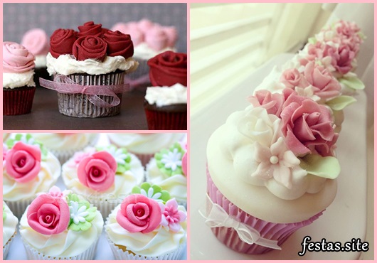 Cupcakes Decorados com flores de glacê