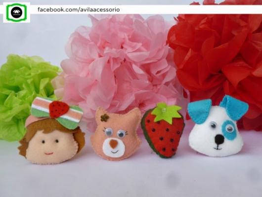 Lembrancinha da Moranguinho em feltro chaveiro