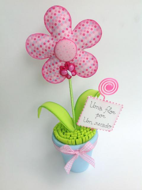 Lembrancinha Dia das Mães em feltro vasinho de flor