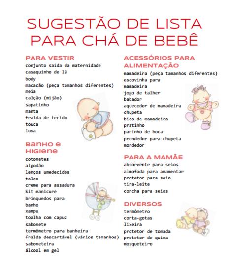 Lista de Chá de Bebê modelo