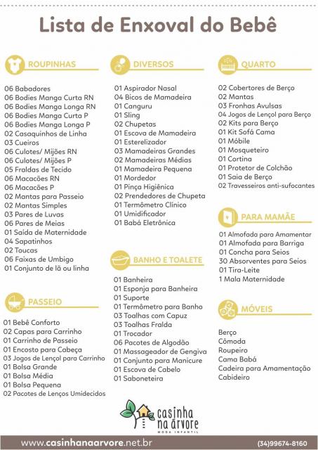 Lista de Chá de Bebê modelo