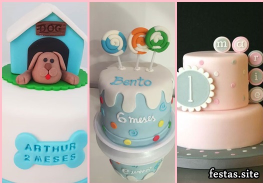 Mesversário bolos decorados com pasta americana