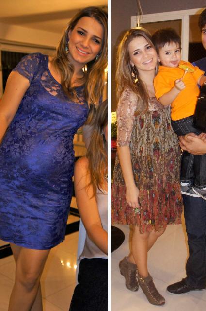 Vestido de Festa para Gestante estampado curto com sandália fechada