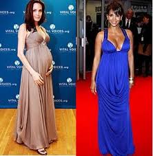 Vestido de Festa para Gestante azul longo com decote sem mangas