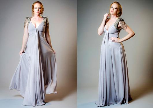 vestido de noiva para grávidas cinza