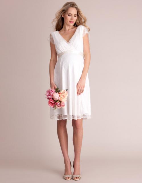 vestido de noiva para grávidas com tule branco