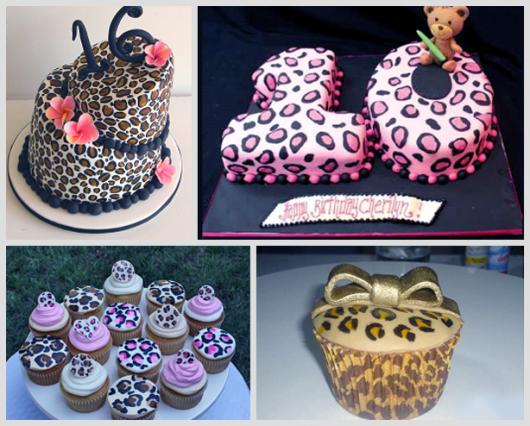 Bolo de Aniversário Feminino decorado no estilo animal print
