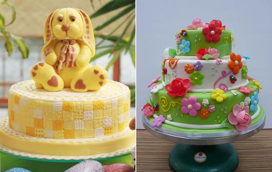 Bolo de Aniversário Feminino infantil com flores e joaninhas
