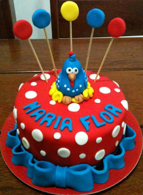 Bolo de Aniversário Feminino infantil Galinha Pintadinha