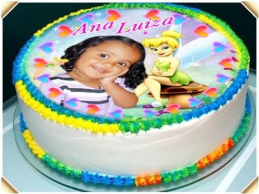 Bolo de Aniversário Feminino com papel de arroz da Sinho com foto da aniversariante
