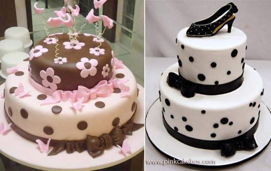 Bolo de Aniversário Feminino de pasta americana com flores