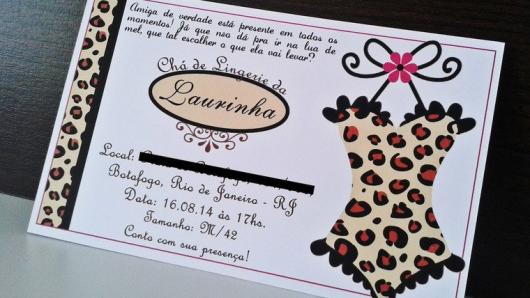 Chá de Lingerie convite com espartilho de oncinha